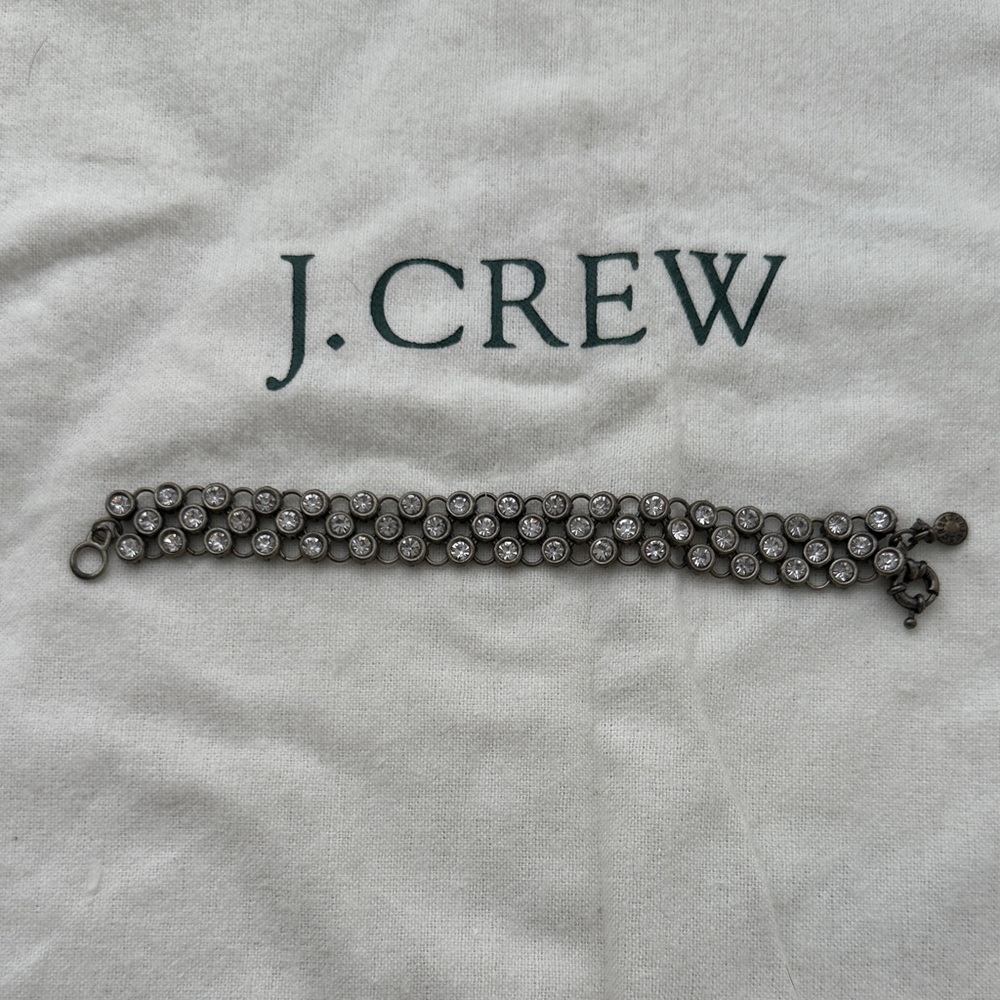 J. Crew Metallic Bracelet with Clear Accents